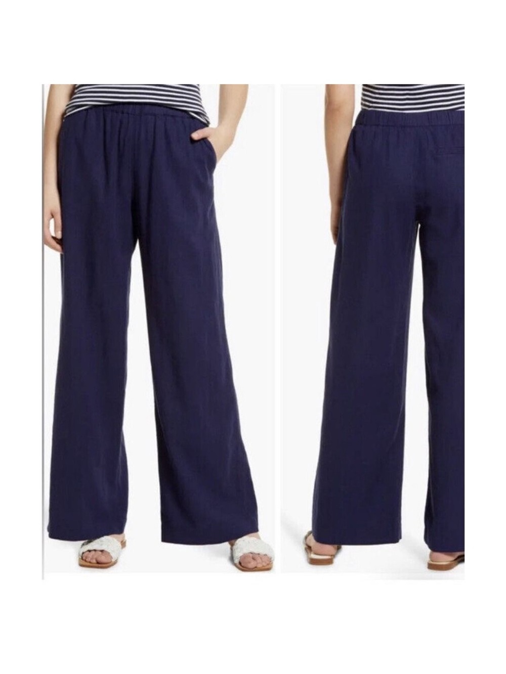Caslon Navy wide leg linen Pants